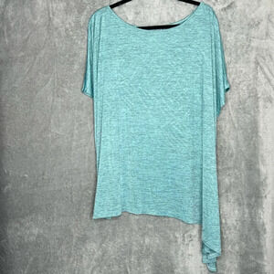 Sag Harbor Womens Top 3X Blue Striped Short Sleeve Round Neck Stretch